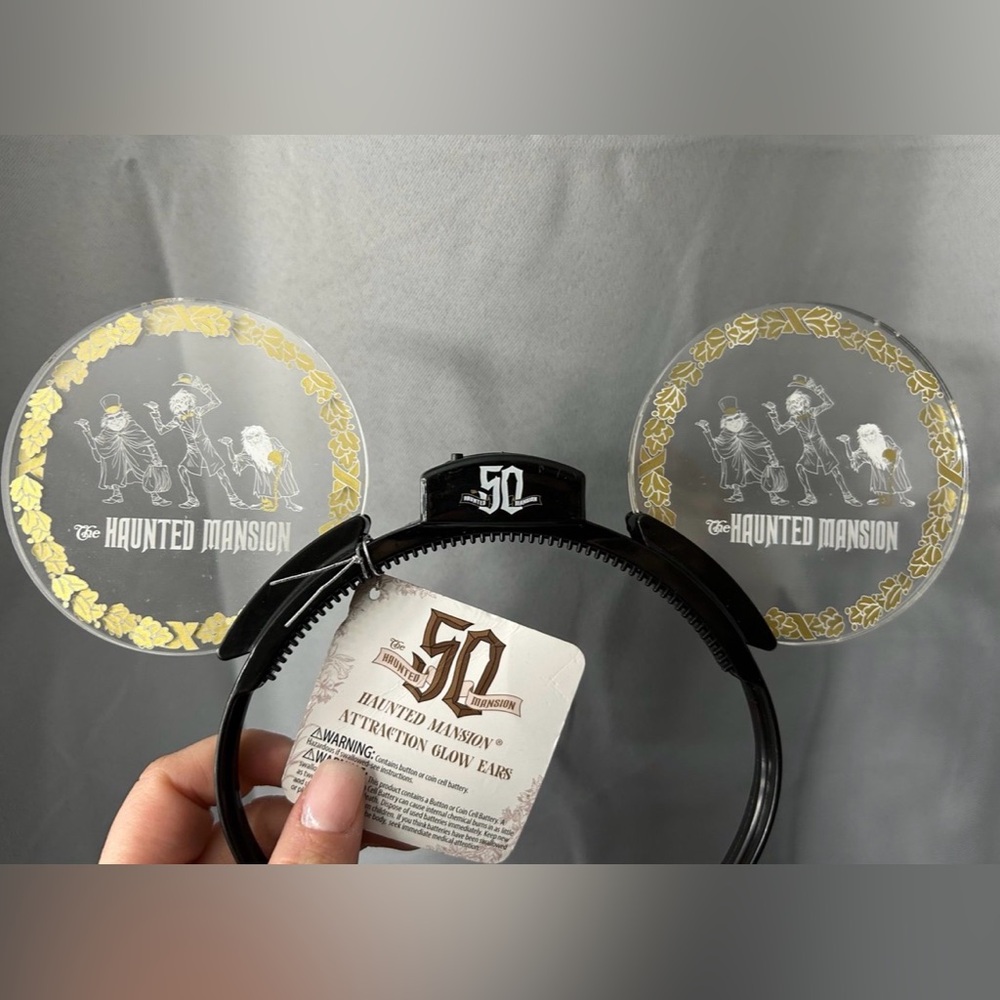 The Haunted Mansion 50th Anniversary Light Up Ears Headband - Black and Gold